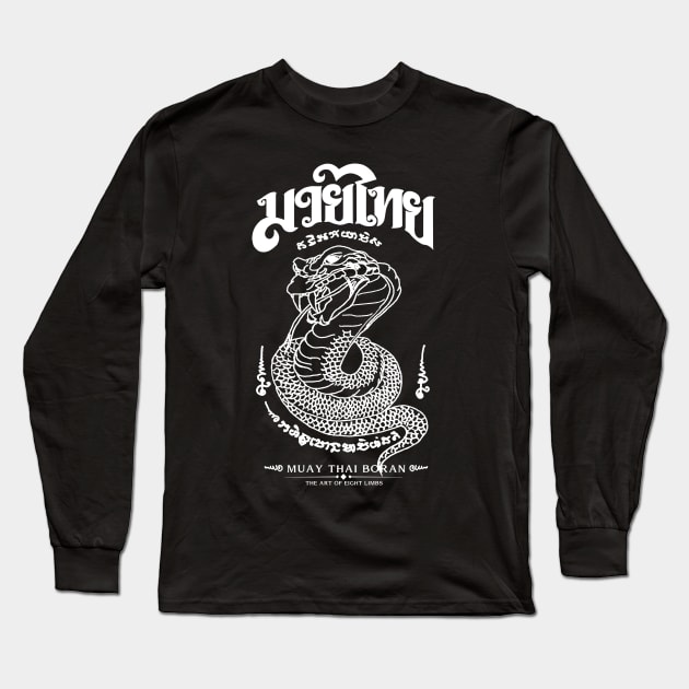 Muay Thai Sak Yant Snake Long Sleeve T-Shirt by KewaleeTee